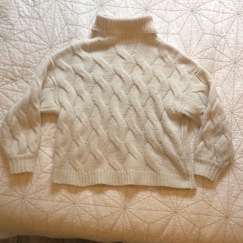 Anthropologie Cream Cable Turtleneck